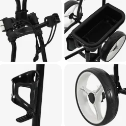 vidaXL Golf trolley met zitplaats Zwart en Wit IJzer Opvouwbaar