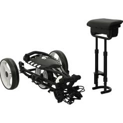 vidaXL Golf trolley met zitplaats Zwart en Wit IJzer Opvouwbaar