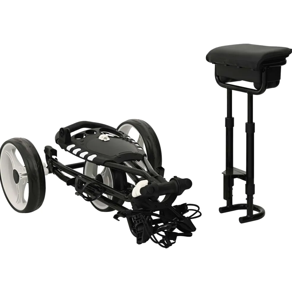 vidaXL Golf trolley met zitplaats Zwart en Wit IJzer Opvouwbaar