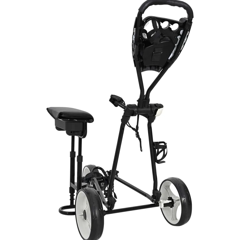 vidaXL Golf trolley met zitplaats Zwart en Wit IJzer Opvouwbaar