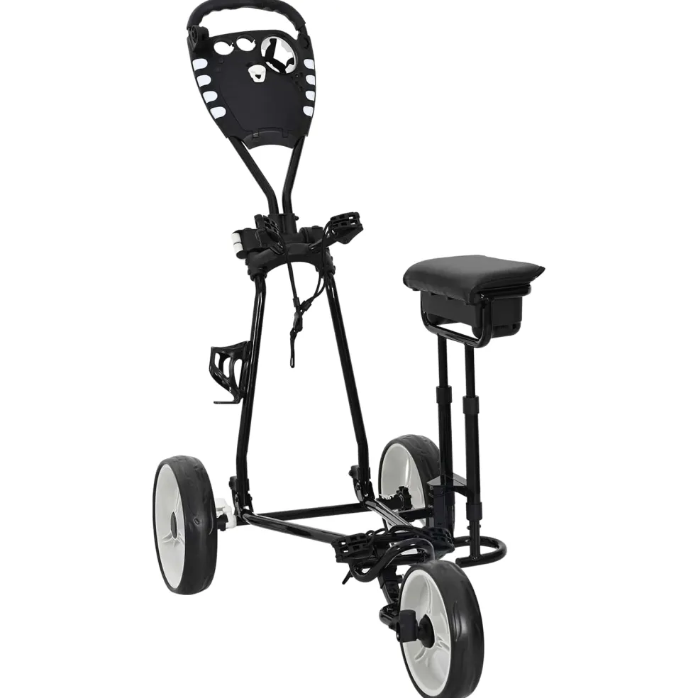 vidaXL Golf trolley met zitplaats Zwart en Wit IJzer Opvouwbaar