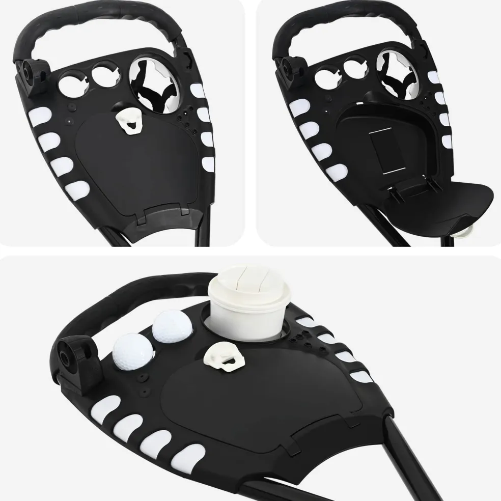 vidaXL Golf trolley met zitplaats Zwart en Wit IJzer Opvouwbaar