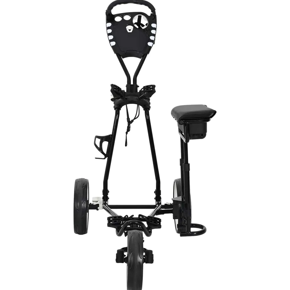 vidaXL Golf trolley met zitplaats Zwart en Wit IJzer Opvouwbaar