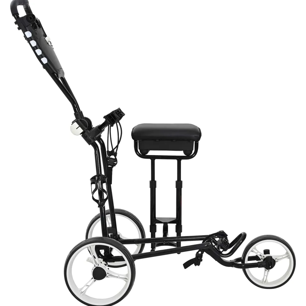 vidaXL Golf trolley met zitplaats Zwart en Wit IJzer Opvouwbaar