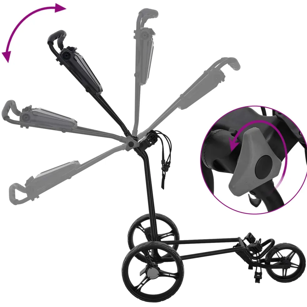 vidaXL Golf trolley Zwart IJzer Opvouwbaar