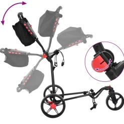 vidaXL Golf trolley Zwart IJzer Opvouwbaar