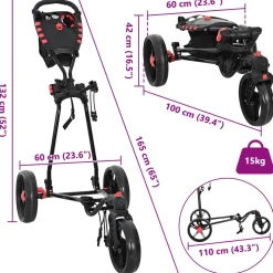 vidaXL Golf trolley Zwart IJzer Opvouwbaar