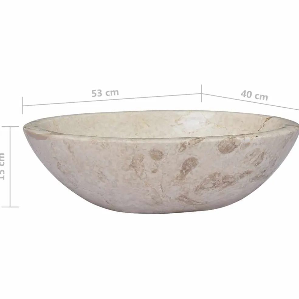vidaXL Gootsteen 53x40x15 cm marmer crèmekleurig
