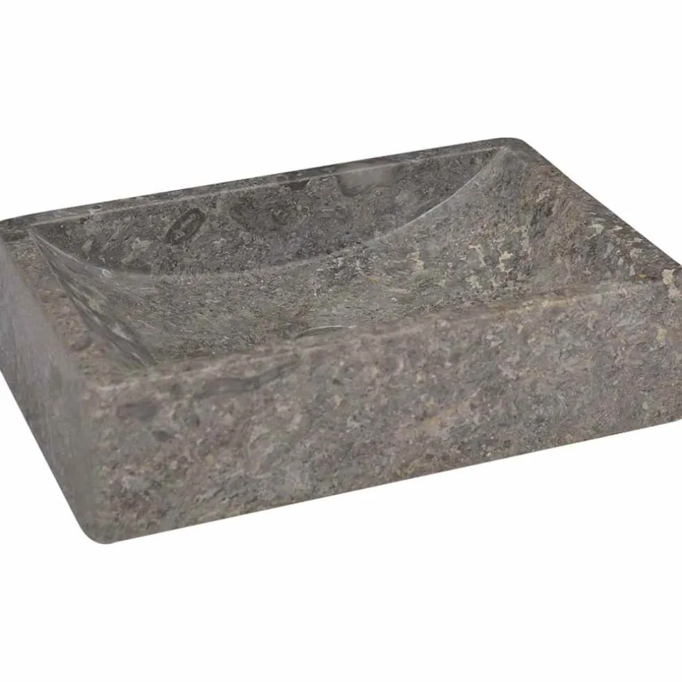 vidaXL Gootsteen 45x30x12 cm marmer hoogglans grijs