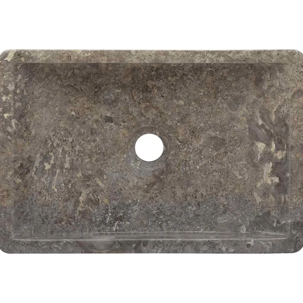 vidaXL Gootsteen 45x30x12 cm marmer hoogglans grijs
