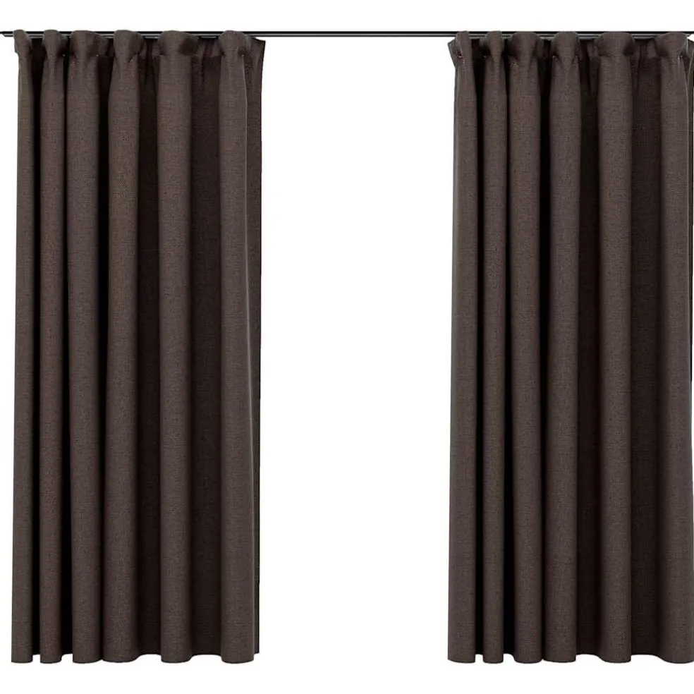 vidaXL Gordijnen linnen-look verduisterend haken 2 st 140x175 cm taupe