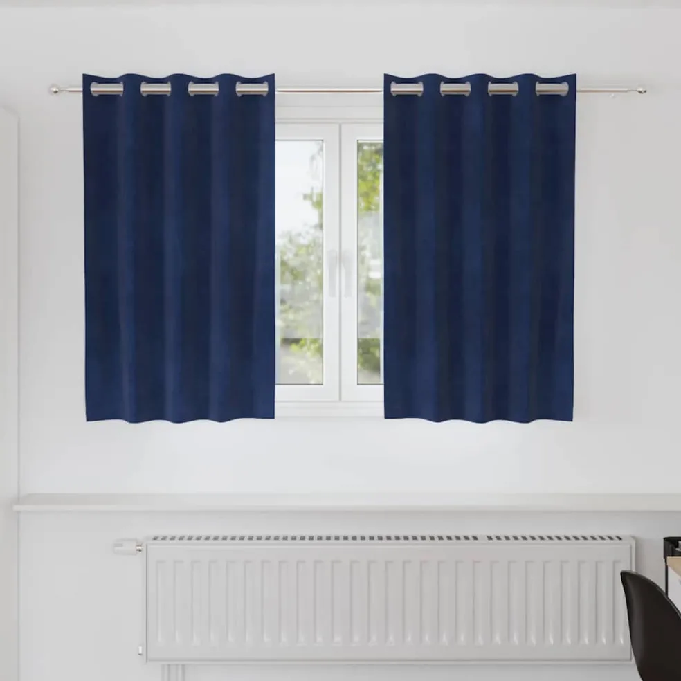 vidaXL Gordijnen 2 st Donkerblauw 140 x 140 cm fluweel