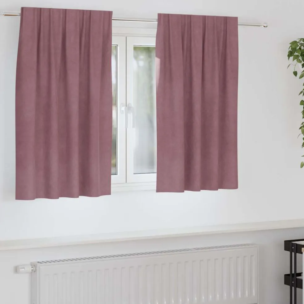 vidaXL Gordijnen 2 st Donkerroze 140 x 140 cm fluweel