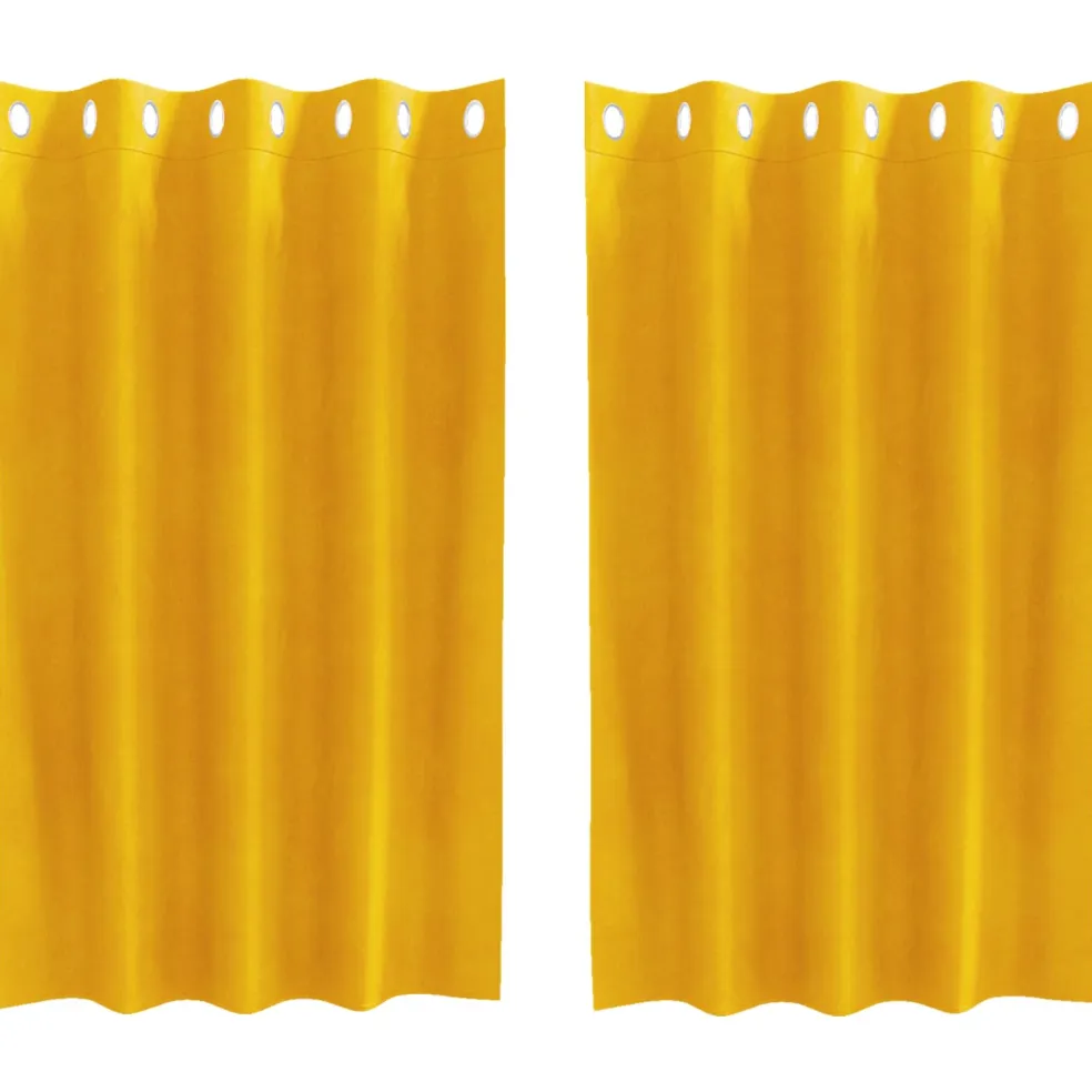 vidaXL Gordijnen 2 st Mosterdgeel 140 x 140 cm fluweel