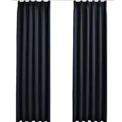 vidaXL Gordijnen verduisterend met haken 2 st 140x175 cm antraciet