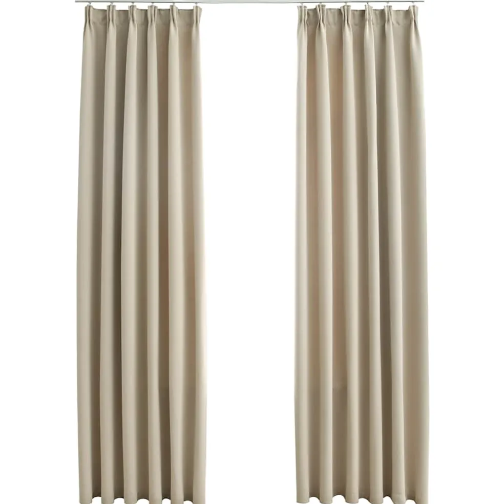 vidaXL Gordijnen verduisterend met haken 2 st 140x175 cm beige