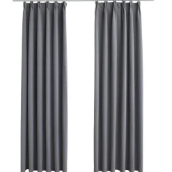 vidaXL Gordijnen verduisterend met haken 2 st 140x175 cm grijs