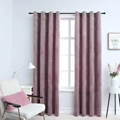 vidaXL Gordijnen verduisterend met ringen 2 st 140x175 cm fluweel roze