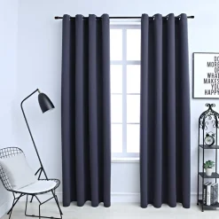 vidaXL Gordijnen verduisterend met ringen 2 st 140x175 cm antraciet