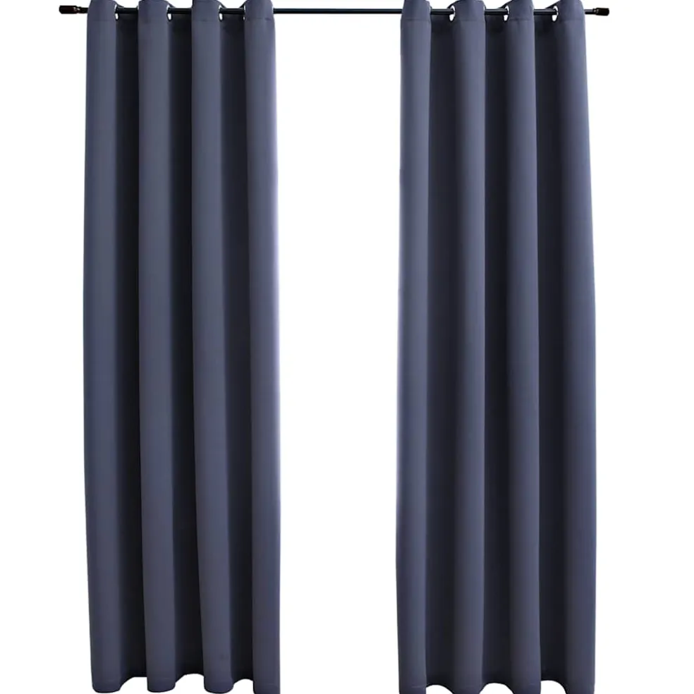 vidaXL Gordijnen verduisterend met ringen 2 st 140x175 cm antraciet