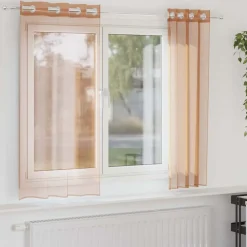 vidaXL Gordijnen voile met doorvoertules 2 st terracotta
