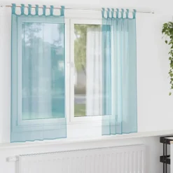 vidaXL Gordijnen Voile met lussen 2 st 140x140 cm turkoois