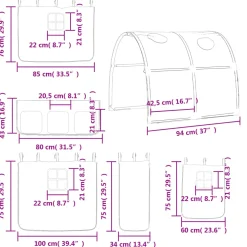 vidaXL Gordijnen voor hoogslaper met tunnel polyester roze