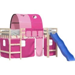 vidaXL Gordijnen voor hoogslaper met tunnel polyester roze