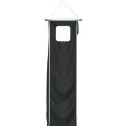 vidaXL Gordijnen voor hoogslaper met tunnel en toren wit en zwart