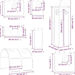 vidaXL Gordijnen voor hoogslaper met tunnel en toren roze