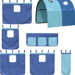 vidaXL Gordijnen voor hoogslaper met tunnel polyester blauw