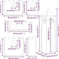 vidaXL Gordijnen voor hoogslaper met tunnel polyester roze