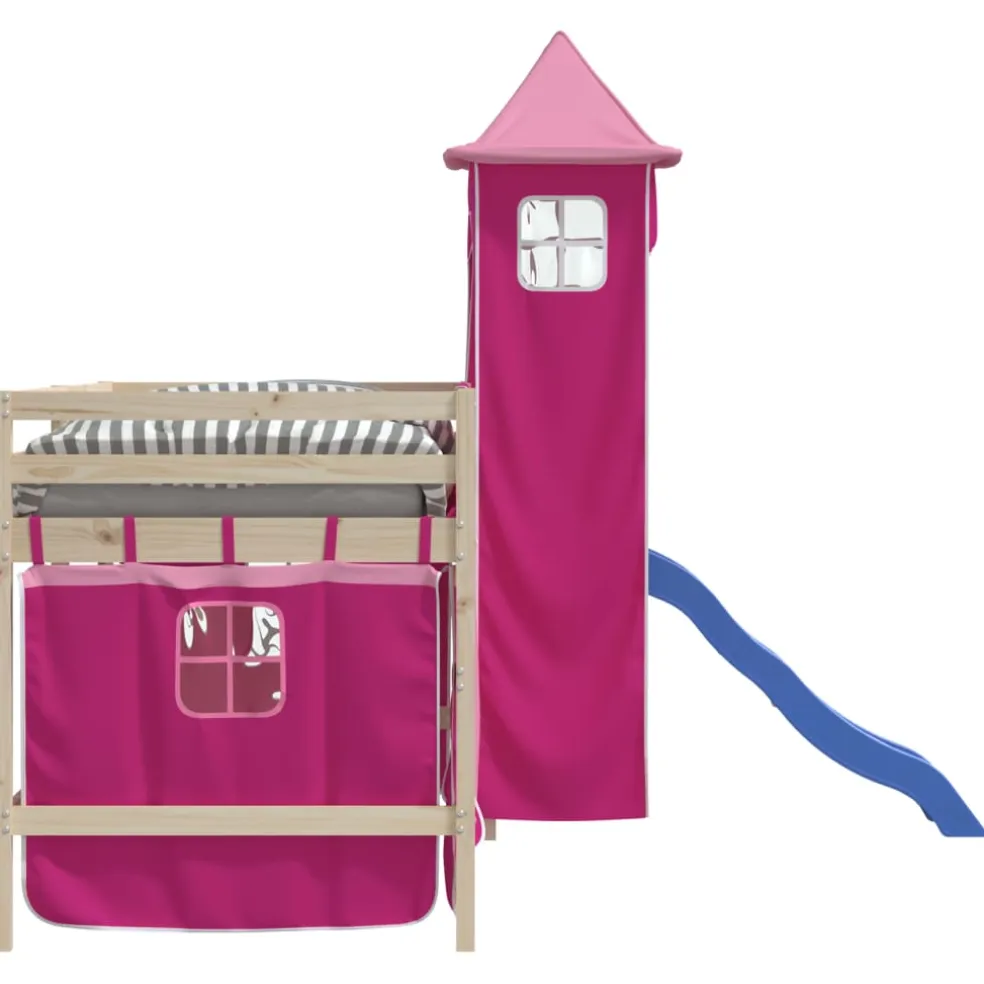 vidaXL Gordijnen voor hoogslaper met tunnel polyester roze