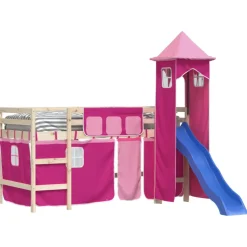 vidaXL Gordijnen voor hoogslaper met tunnel polyester roze