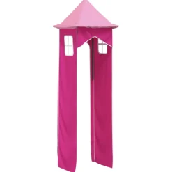 vidaXL Gordijnen voor hoogslaper met tunnel polyester roze