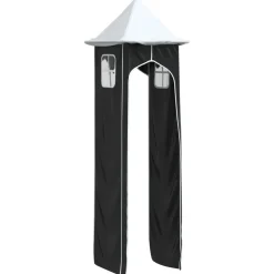 vidaXL Gordijnen voor hoogslaper met toren polyester wit en zwart