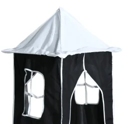 vidaXL Gordijnen voor hoogslaper met toren polyester wit en zwart