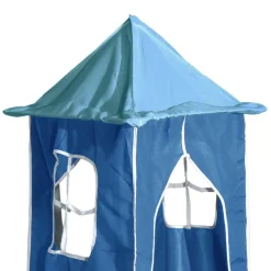 vidaXL Gordijnen voor hoogslaper met toren polyester blauw