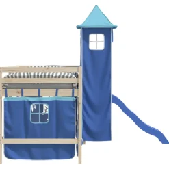 vidaXL Gordijnen voor hoogslaper met toren polyester blauw