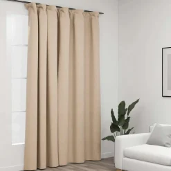 vidaXL Gordijn linnen-look verduisterend met haken 290x245 cm beige