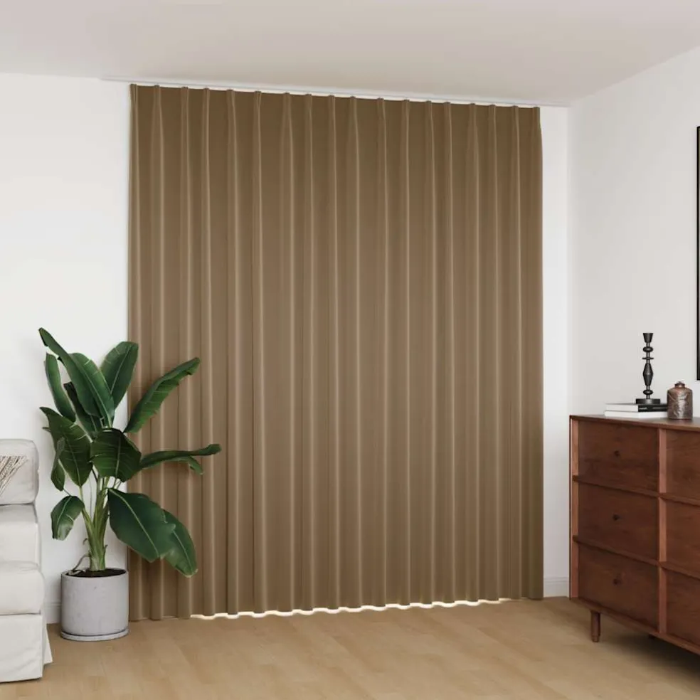 vidaXL Gordijn verduisterend met haken 290x245 cm taupe