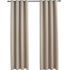vidaXL Gordijn verduisterend met metalen ringen 2 st 140x175 cm beige