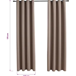 vidaXL Gordijn verduisterend met metalen ringen 2 st 140x175 cm taupe
