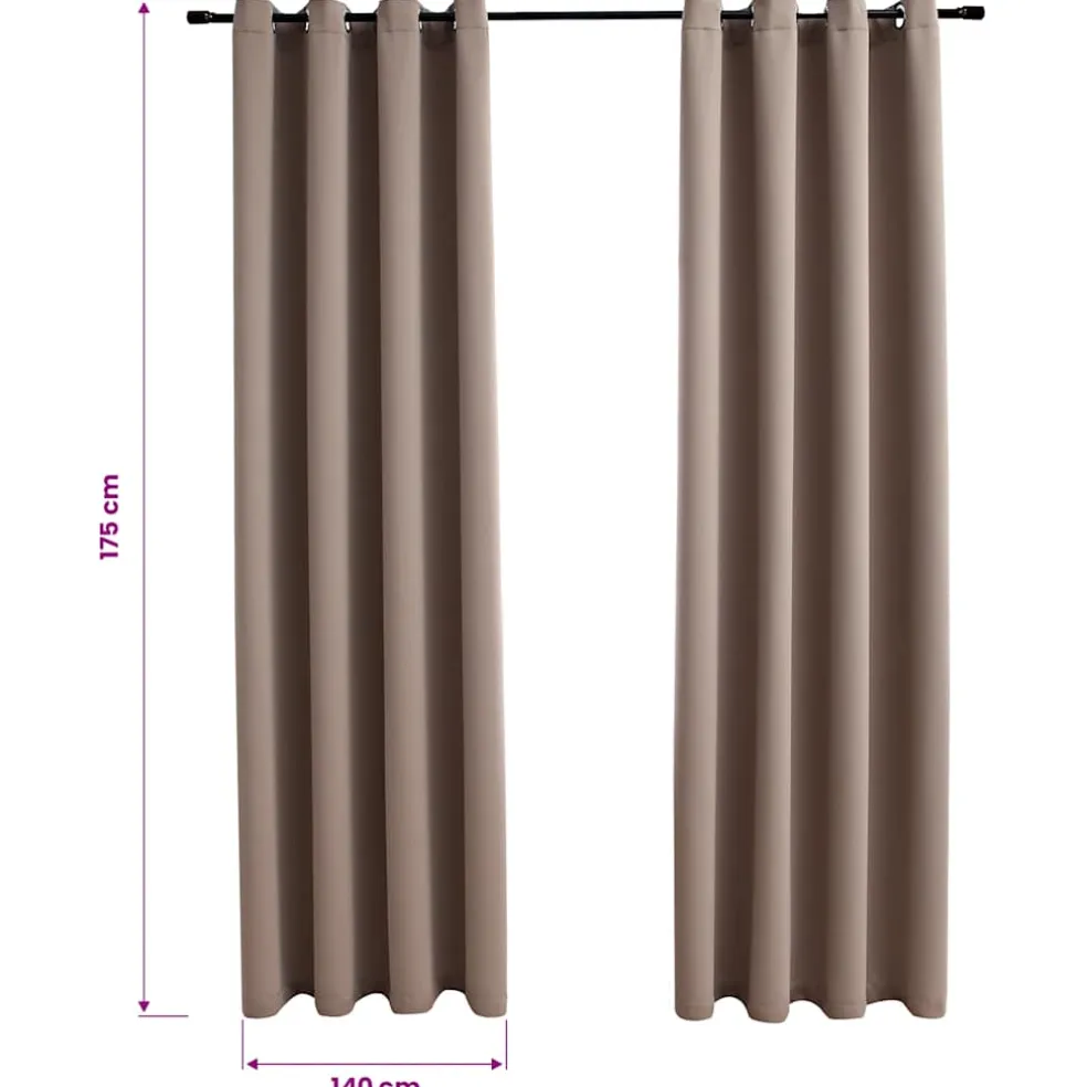 vidaXL Gordijn verduisterend met metalen ringen 2 st 140x175 cm taupe
