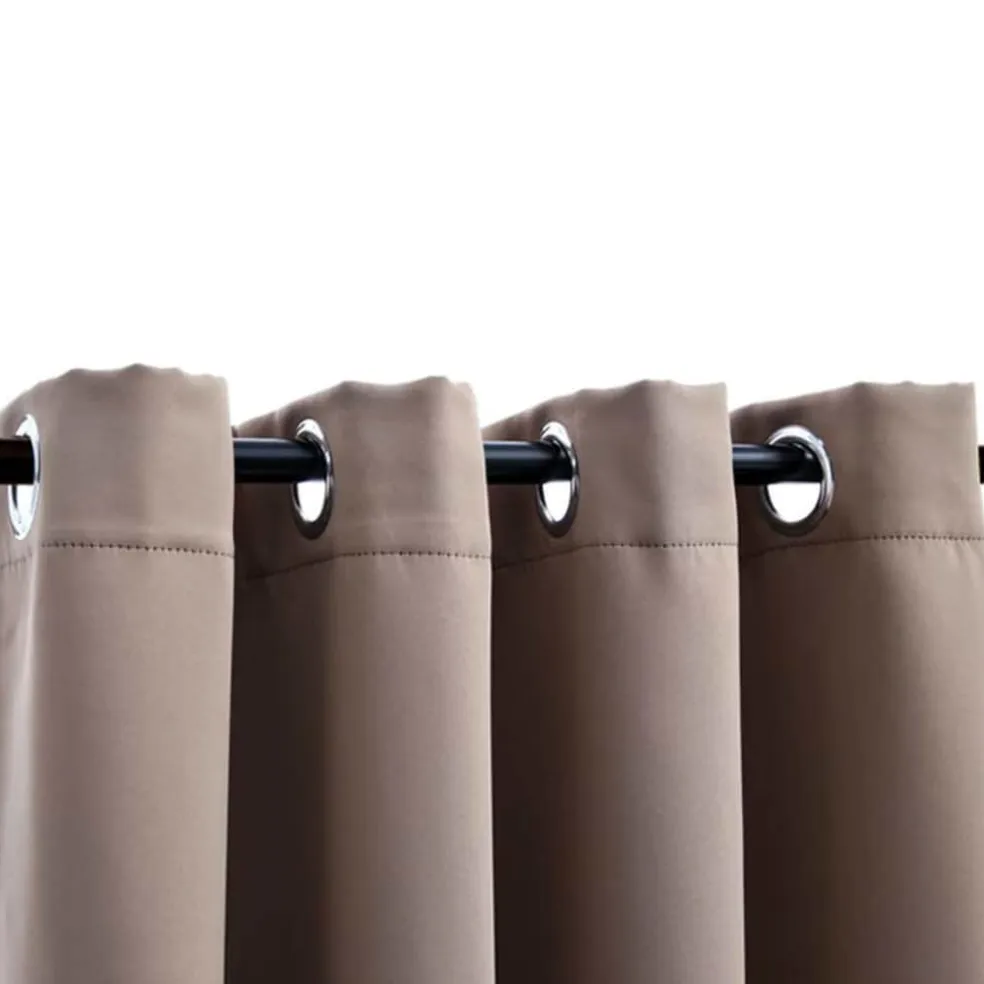 vidaXL Gordijn verduisterend met metalen ringen 2 st 140x175 cm taupe