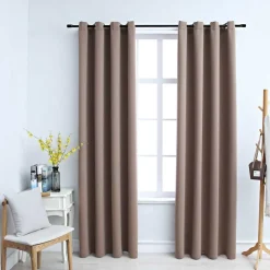 vidaXL Gordijn verduisterend met metalen ringen 2 st 140x175 cm taupe