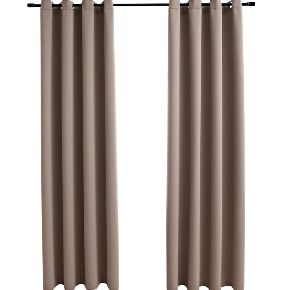 vidaXL Gordijn verduisterend met metalen ringen 2 st 140x175 cm taupe