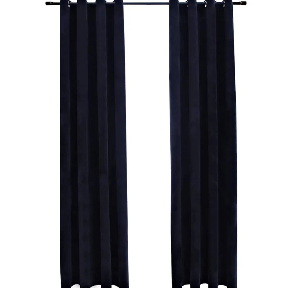 vidaXL Gordijn verduisterend met ringen 2 st 140x175 cm fluweel zwart