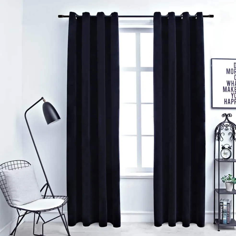 vidaXL Gordijn verduisterend met ringen 2 st 140x175 cm fluweel zwart