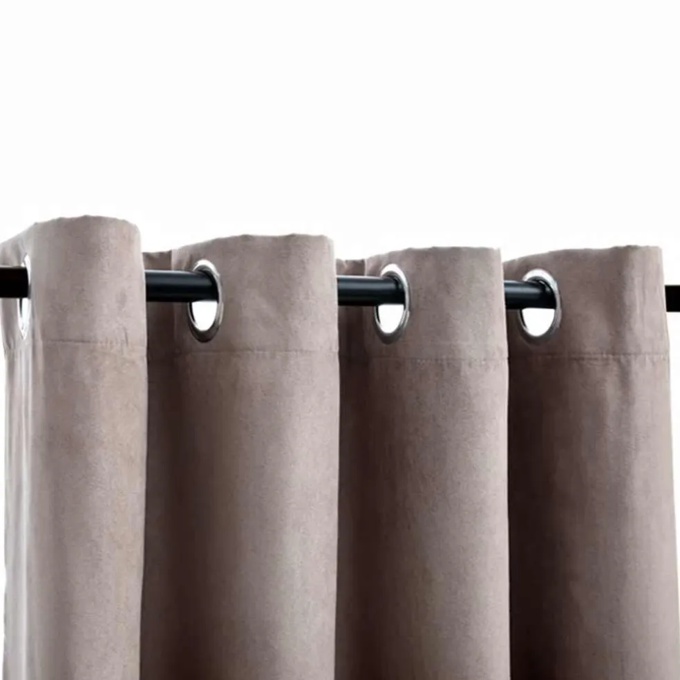 vidaXL Gordijn verduisterend met metalen ringen 2 st 140x175 cm taupe